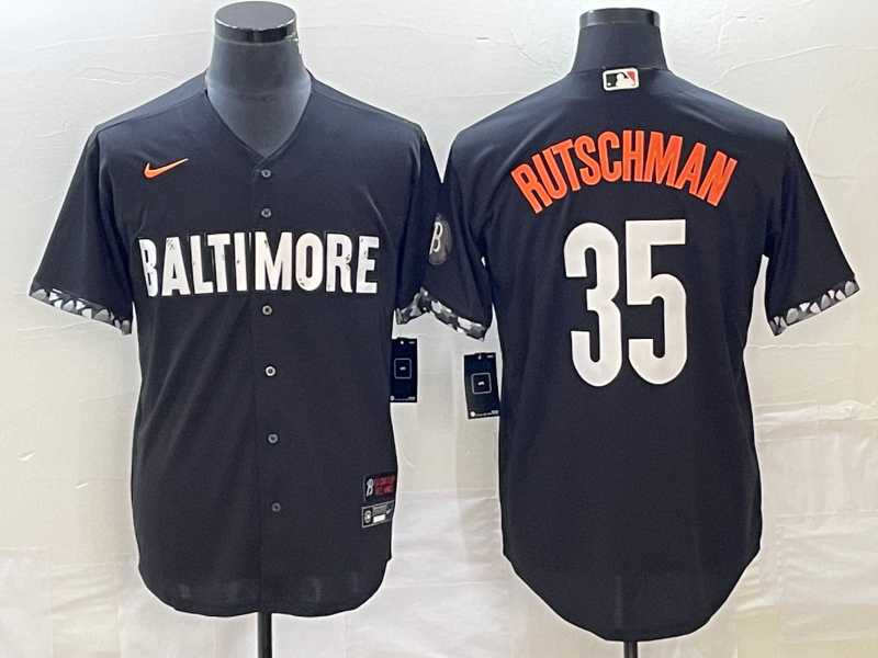 Mens Baltimore Orioles #35 Adley Rutschman Black 2023 City Connect Cool Base Stitched Jerseys->baltimore orioles->MLB Jersey